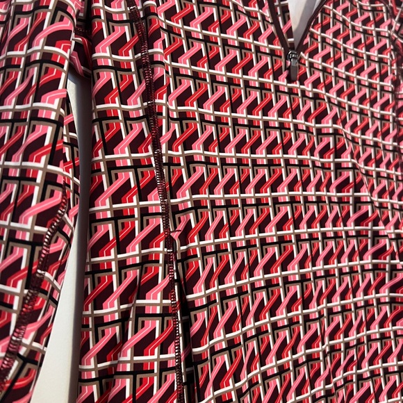 Talbots Red Geometric Long Sleeve Top - Picture 2 of 5